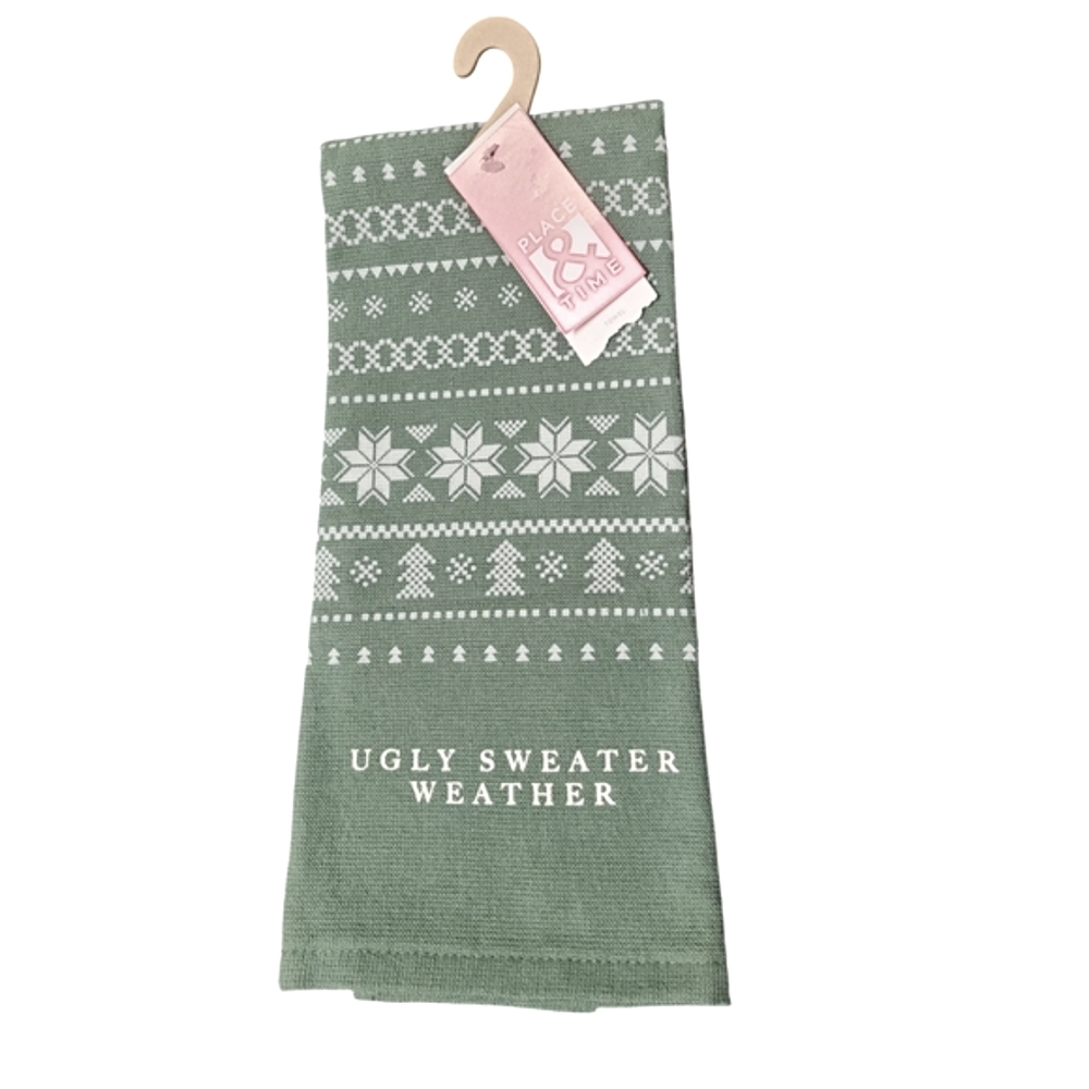 Place & Time Ugly Sweater Weather Christmas Hand Towel NWT